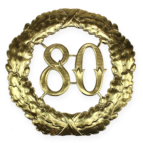 Jubilæumsnummer 80 i guld Ø40cm