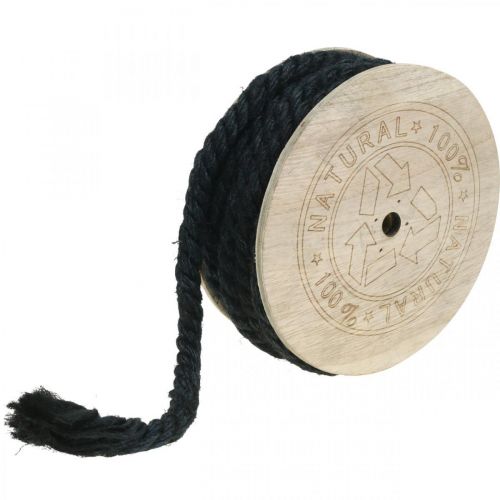 Artikel Jutesnor sort, dekorationssnor, naturlig jutefiber, dekorative reb Ø8mm 7m
