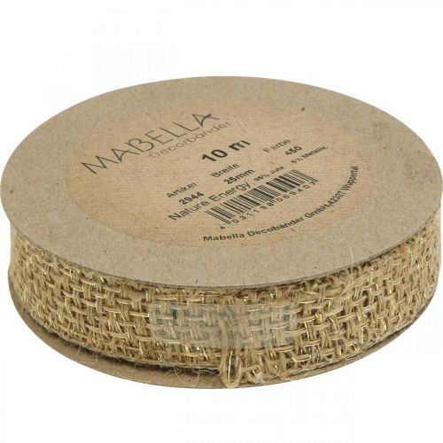 Floristik24 Jute bånd natur, guld dekorationsbånd jute dekoration 25mm 10m