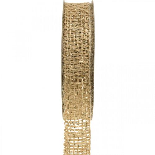 Floristik24 Jute bånd natur, guld dekorationsbånd jute dekoration 25mm 10m