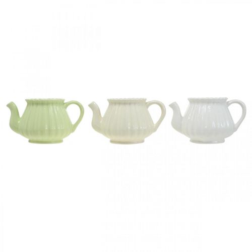Floristik24 Dekorativ keramik kaffekande, plantepotte grøn, hvid, creme L19cm Ø7,5cm