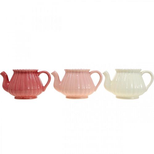 Floristik24 Dekorativ tekande keramisk plantekrukke pink, rød, hvid L19cm 3 stk