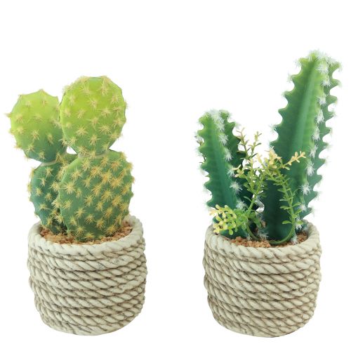 Artikel Kaktus i potte kunstig kaktus assorteret 28cm 2stk