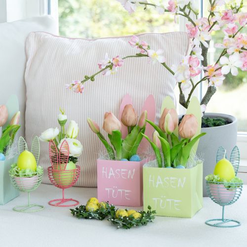 Artikel Trådkanin som åben dekorationsgenstand til moderne forårs- og påskeidéer, 16 cm, 3 stk.