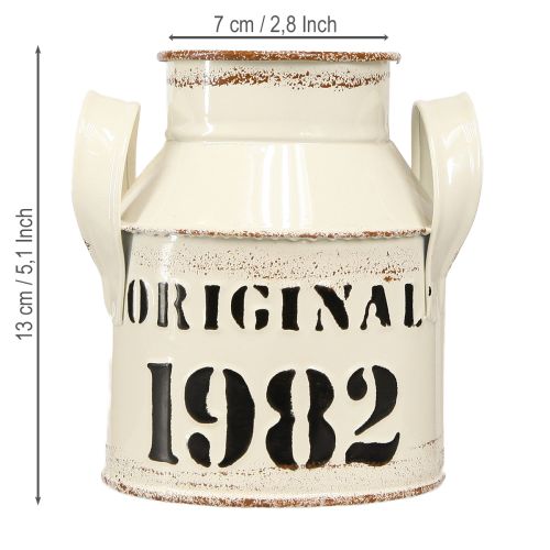 Artikel Kande Metal Dekoration &quot;Original 1982&quot; Creme Rust H13cm 2stk