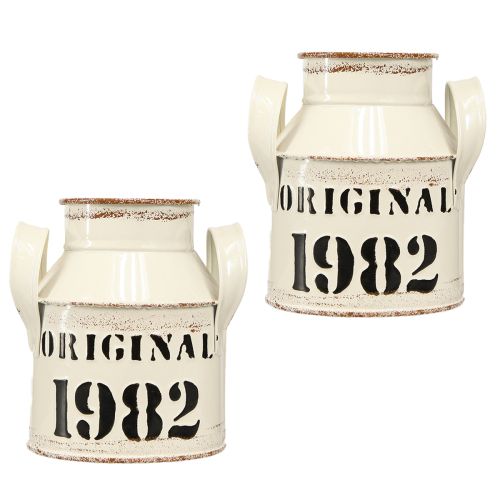 Artikel Kande Metal Dekoration &quot;Original 1982&quot; Creme Rust H13cm 2stk