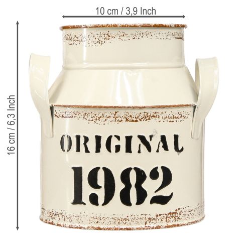 Artikel Kande Metal Dekoration &quot;Original 1982&quot; Creme Rust H16cm 2stk