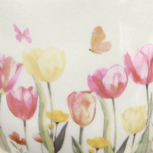 Artikel Keramisk kande med blomstermotiv til forårsdetaljer i opholdsstuen 20 cm