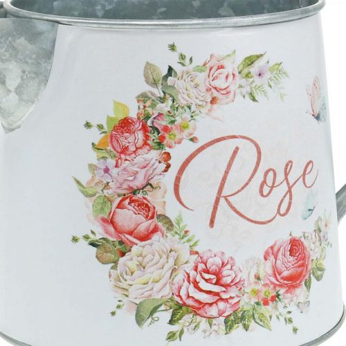 Floristik24 Metalkande, plantekasse, metalkasse med rosenmotiv H12cm Ø10,5c