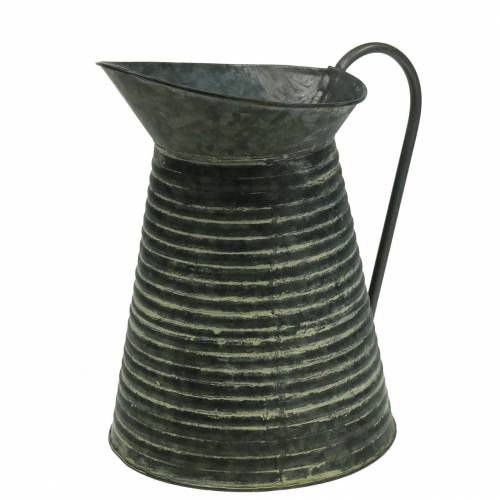 Floristik24 Dekorativ vanding kan zinkegrå sortvasket Ø18cm H26cm