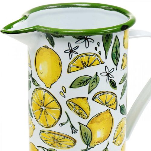 Floristik24 Emaljekande, middelhavsdekoration, kande med citronmønster H19,5cm Ø9cm