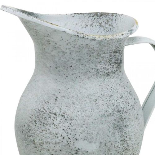 Artikel Dekorativ kande metalvasket hvid shabby chic H18,5cm