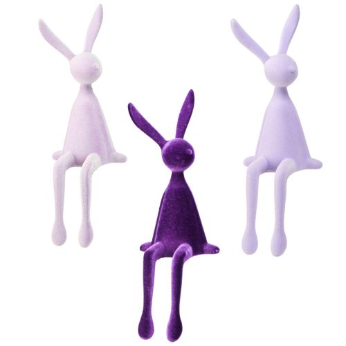 Floristik24 Edge Sitter Bunny Easter Bunny Flocked Lilla – 2. valg – Lila 36cm 3 stk.