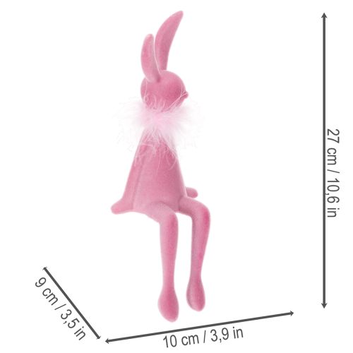 Artikel Påskeharefigur med fjerboa, hyldesiddende, dekorativ påskefigur, 27 cm, 2 stk.