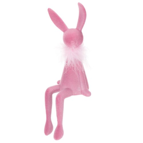 Artikel Påskeharefigur med fjerboa, hyldesiddende, dekorativ påskefigur, 27 cm, 2 stk.