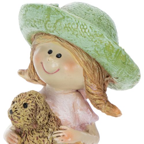Hyldeholder Smilende pige med hund Ø4,5 cm H9,5 cm | Floristik24.dk