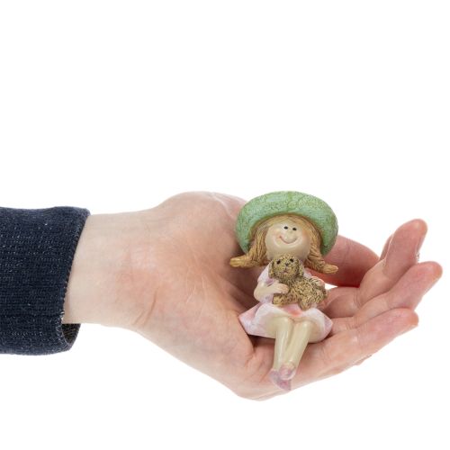 Hyldeholder Smilende pige med hund Ø4,5 cm H9,5 cm | Floristik24.dk