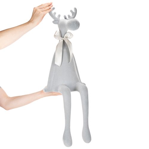 Dekorativ figur af flokket elg med sløjfe, hyldeholder, 80 cm | Floristik24.dk