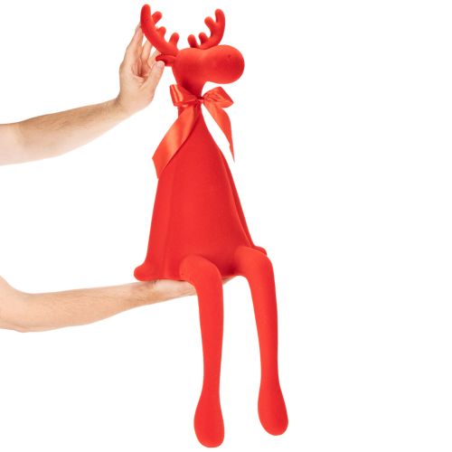 Dekorativ elgfigur, flokformet hyldeholder med sløjfe, 80 cm | Floristik24.dk