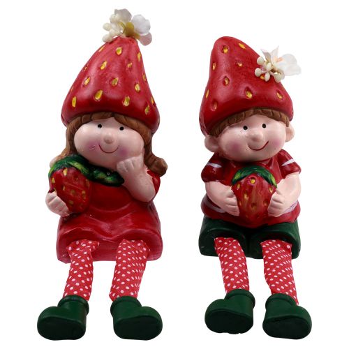 Kant skammel jordbær børn dekorative figurer H11,5-13cm 2stk