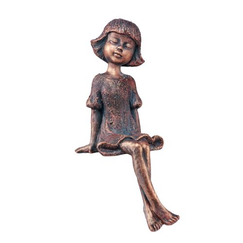 Kantsæde havefigur siddende pige bronze 52cm