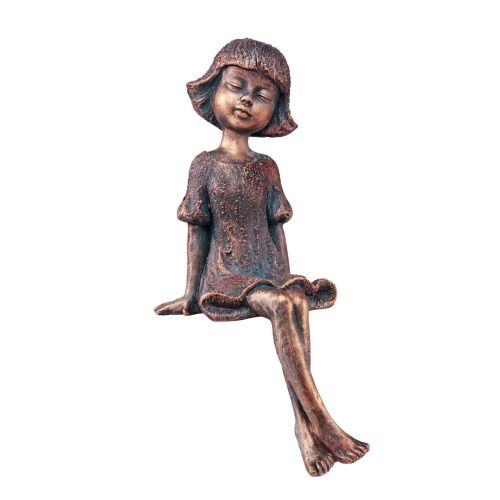 Floristik24 Kantsæde havefigur siddende pige bronze 52cm