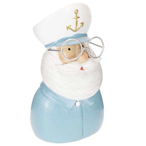 Kaptajnfigur, maritim dekoration med briller og hat, 16 cm