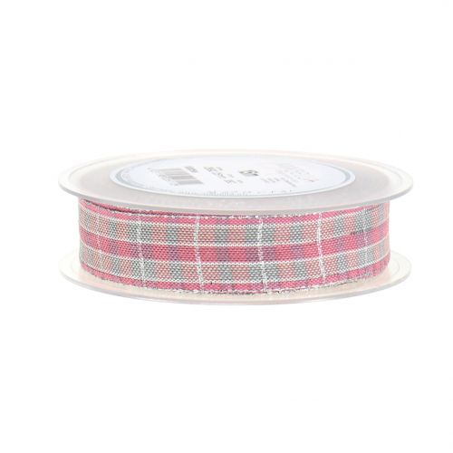 Floristik24 Kontroller båndet med glimmerrosa-sølv 25mm 15m
