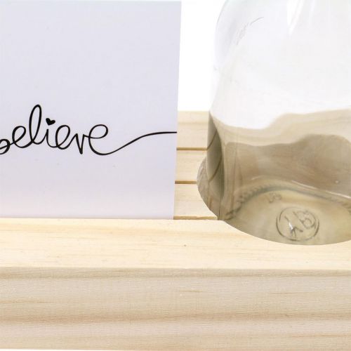 Floristik24 Kortholder træ Fotoholder træ minivase 25×7,5×12cm