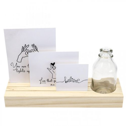 Floristik24 Kortholder træ Fotoholder træ minivase 25×7,5×12cm