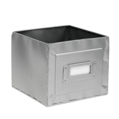 Floristik24 Æske i metal med skilt 12x12x10,5cm
