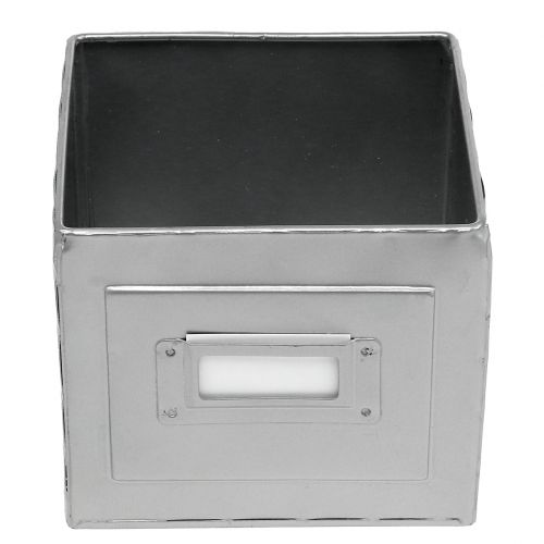 Floristik24 Æske i metal med skilt 12x12x10,5cm