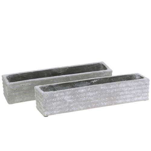 Floristik24 Plantekasse beton lysegrå 30x7cm H6,5cm 2stk