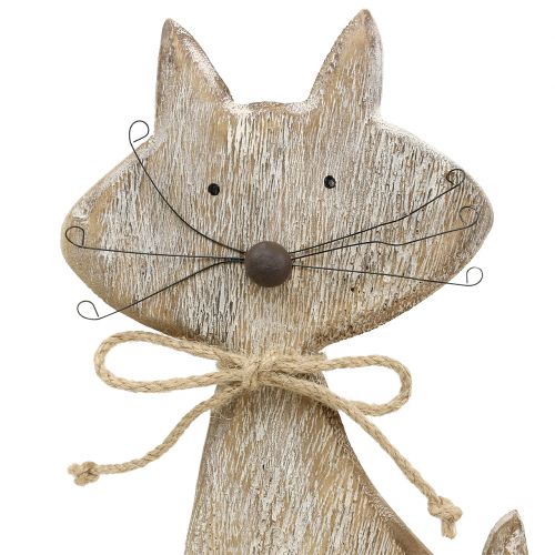 Floristik24 Træfigur kat natur, hvid 37cm