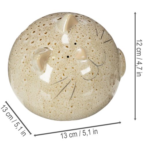 Artikel Dekorativ figur af keramisk kat, rundt design til stue eller soveværelse, 13 cm, 2 stk.