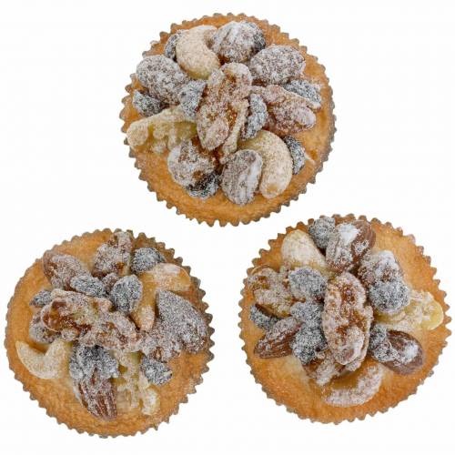 Floristik24 Muffins med nødder kunstige 7cm 3stk