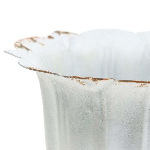 Floristik24 Antik Pokal Rustik Hvid Ø12cm H14cm