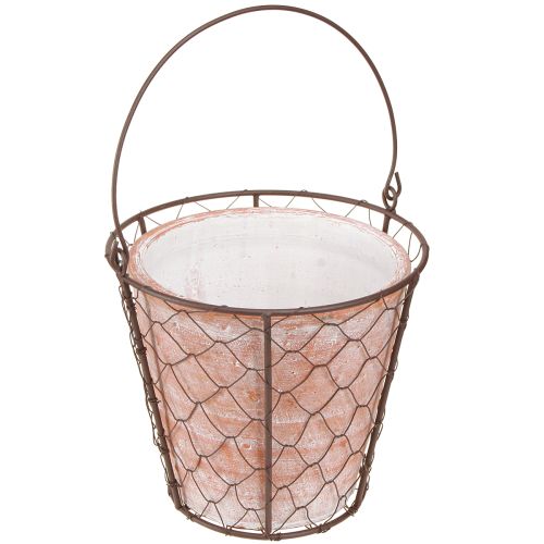 Floristik24 Keramisk urtepottekurv håndtag metal brun Ø18cm