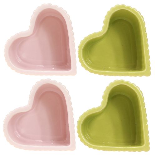 Artikel Keramiske dekorative hjerter pastelgrøn pink 11×10×6cm 4 stk