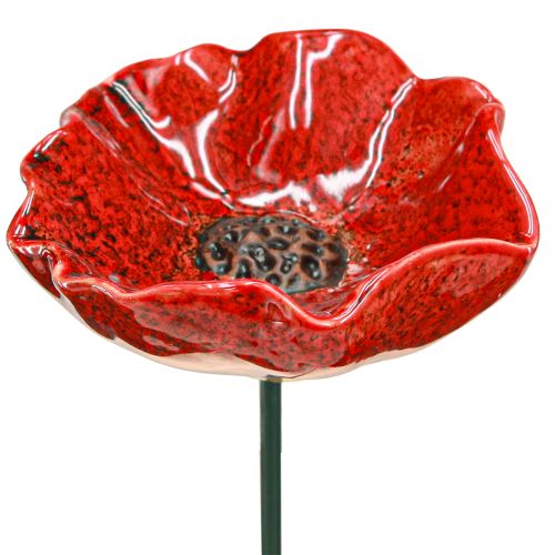 Floristik24 Keramisk dekorativ valmue blomsterhave pæl valmue rød Ø8cm 4 stk
