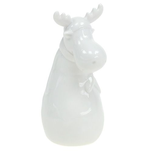 Floristik24 Keramisk figur elg 12,5cm hvid 2stk