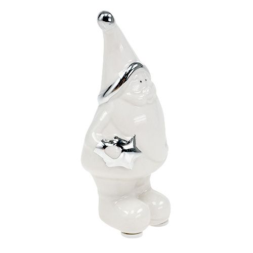 Floristik24 Keramisk figur Nicholas 11 cm hvid, sølv 8stk