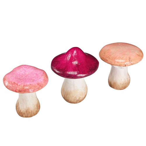 Keramiske svampe dekoration pink efterårsdekoration keramik Ø8/8,5/9cm 3 stk.