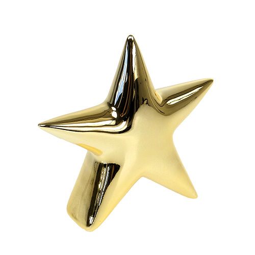 Floristik24 Keramisk stjerne guld 18 cm stående 2 stk