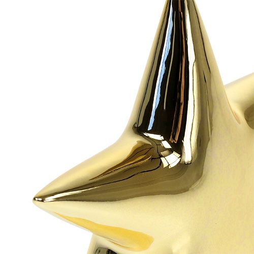 Floristik24 Keramisk stjerne guld 18 cm stående 2 stk