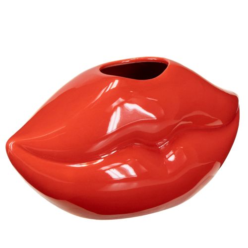 Keramikvase med rød kyssemund, dekorativ vase 17×8,5×9 cm