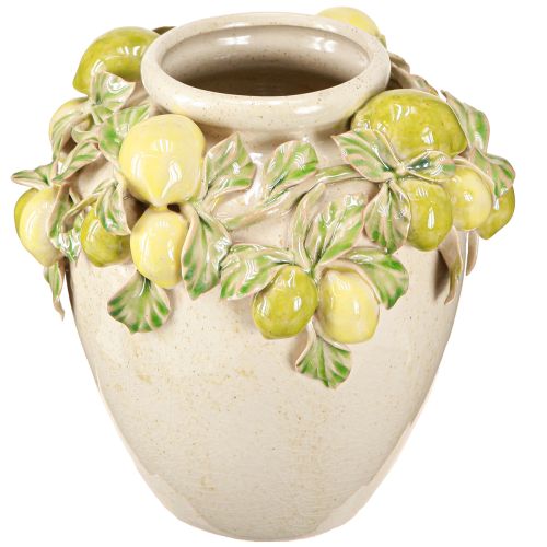 Artikel Keramik Vase Citrondekoration Middelhavsgrøn Gul H19cm