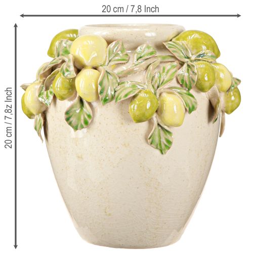 Artikel Keramik Vase Citrondekoration Middelhavsgrøn Gul H19cm