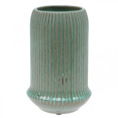 Artikel Keramikvase med riller Keramikvase lysegrøn Ø13cm H20cm