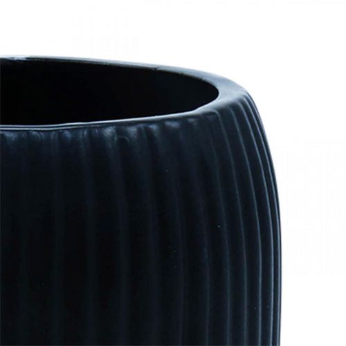 Artikel Keramikvase med riller Sort keramikvase Ø13cm H20cm